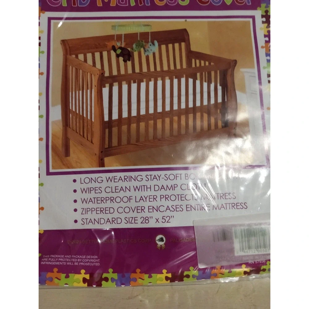 Home Deluxe Vinyl Crib Mattress‎ Cover Zippered Waterproof Standard Size 28x52